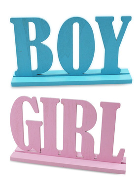 BOY GIRL 时尚宝宝性别揭示迎婴派对木制摆件 BABY SHOWER