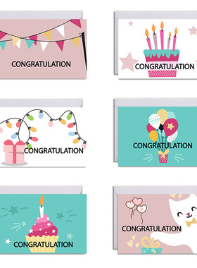 CONGRATULATION卡通祝贺小卡片小贺卡+信封+贴纸 DX913