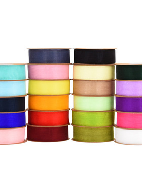 包装带装饰带 10MM50码彩色透明雪纱带丝带织带 LFB533