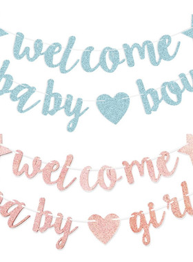 WELCOME BABY GIRL BOY 迎婴派对拉旗闪闪纸质拉花 BABY SHOWER