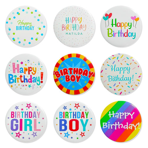 HAPPY BIRTHDAY 卡通生日派对徽章胸章