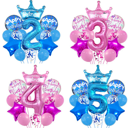 1-9数字气球套装 生日派对星星皇冠 HAPPY BIRTHDAY PT-HG002-2
