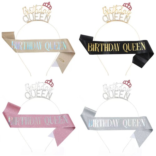 HAPPY BIRTHDAY QUEEN 女王生日肩带礼仪带发箍 FG144JD002JD015