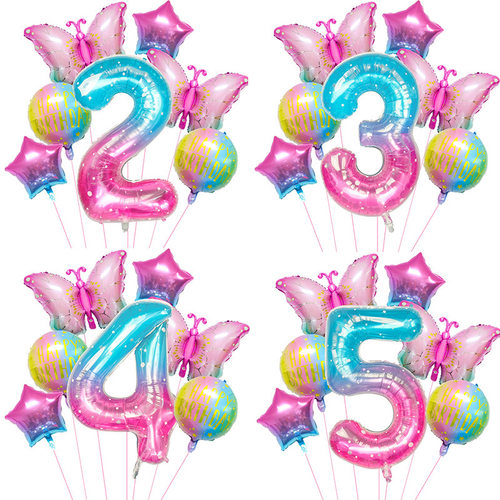 1-9数字气球套装 生日派对星星蝴蝶 HAPPY BIRTHDAY PT-HD002-2