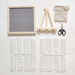 灰色字母留言板毛毡木制相框+配件套装 25X25CM