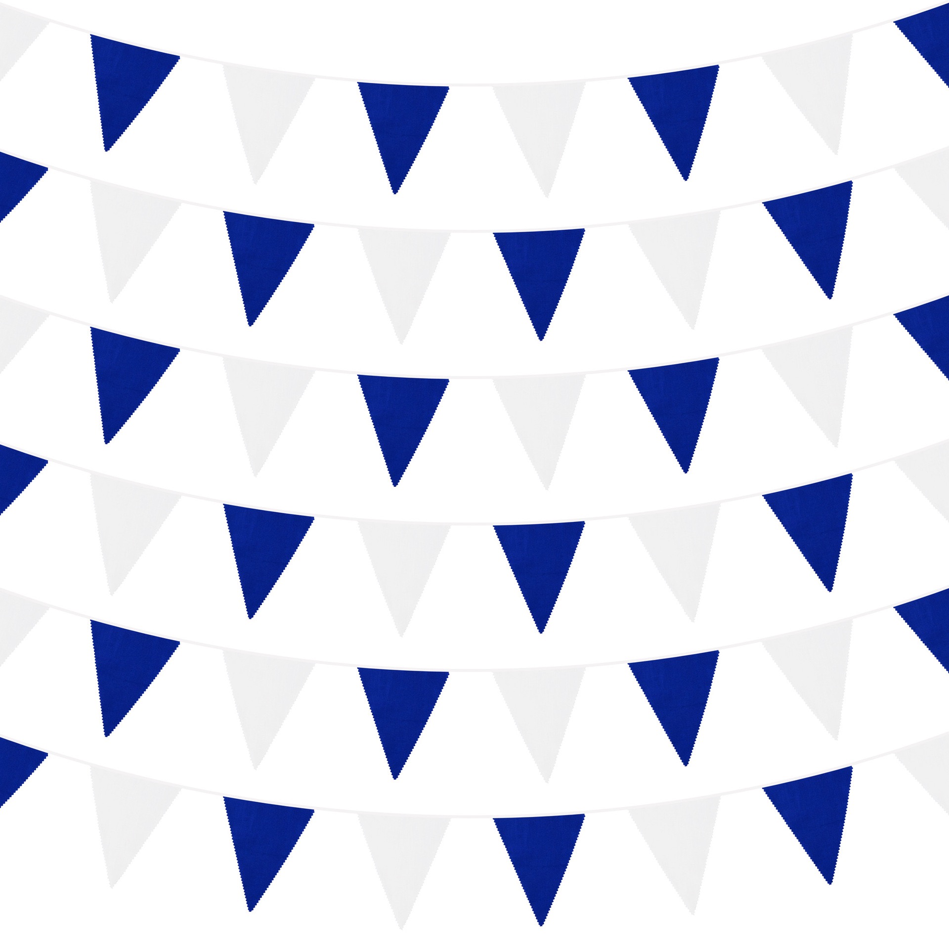 单层棉布波浪边三角旗深蓝白拉花