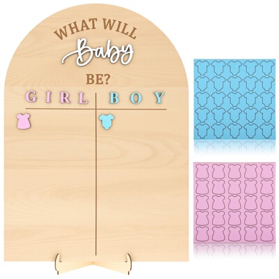 BOY OR GIRL 宝宝性别揭示迎婴派对木制投票板 GENDER REVEAL