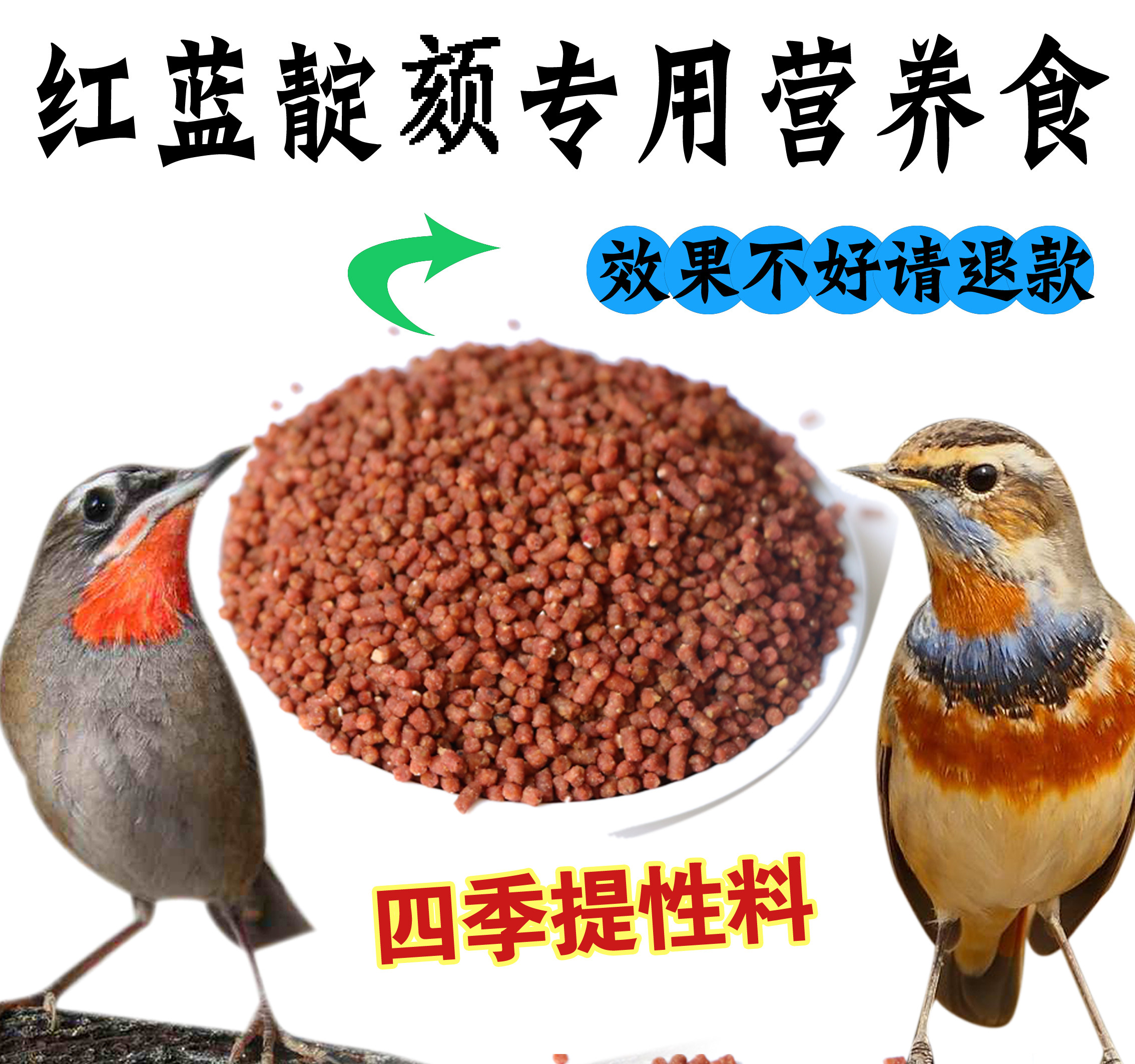 红蓝脖靛颏靛壳通用鸟食精品四季营养包邮500克装效果明显田园鸟