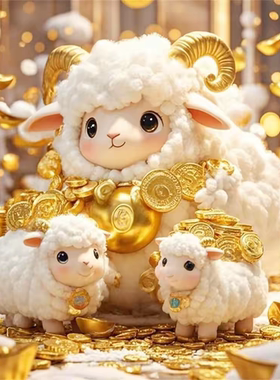 三羊开泰暴富贴画羊羊得亿客厅卧室可爱小羊招财金闪闪门贴自粘
