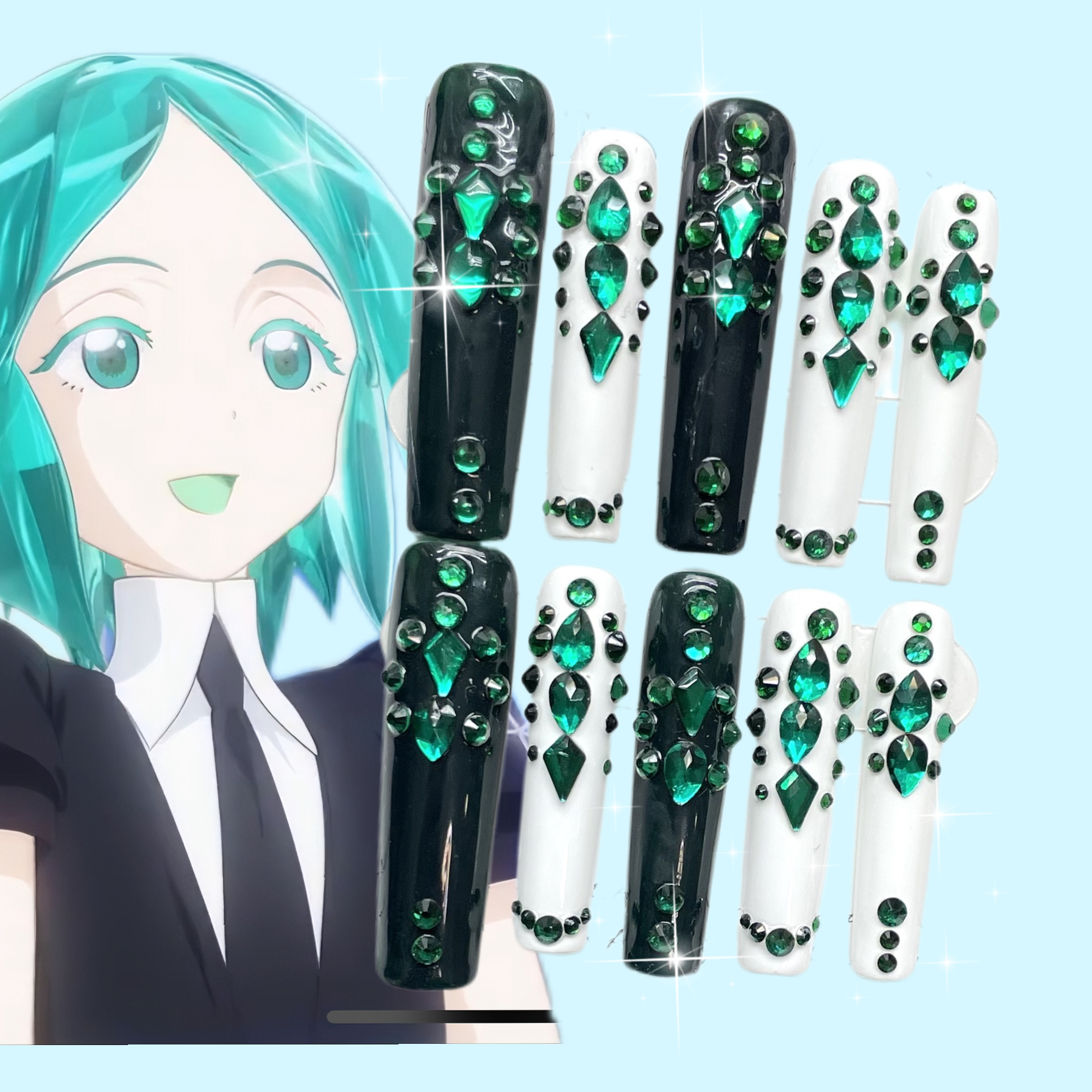 「Phosphophyllite」磷叶石穿戴甲绿法斯法菲莱特宝石之国钻翡翠
