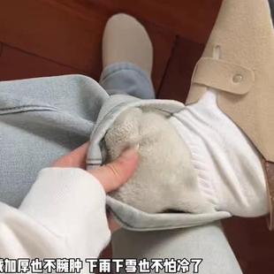 浅蓝喇叭牛仔裤女秋冬2025年新款高腰显瘦弹力加绒加厚直筒微喇裤