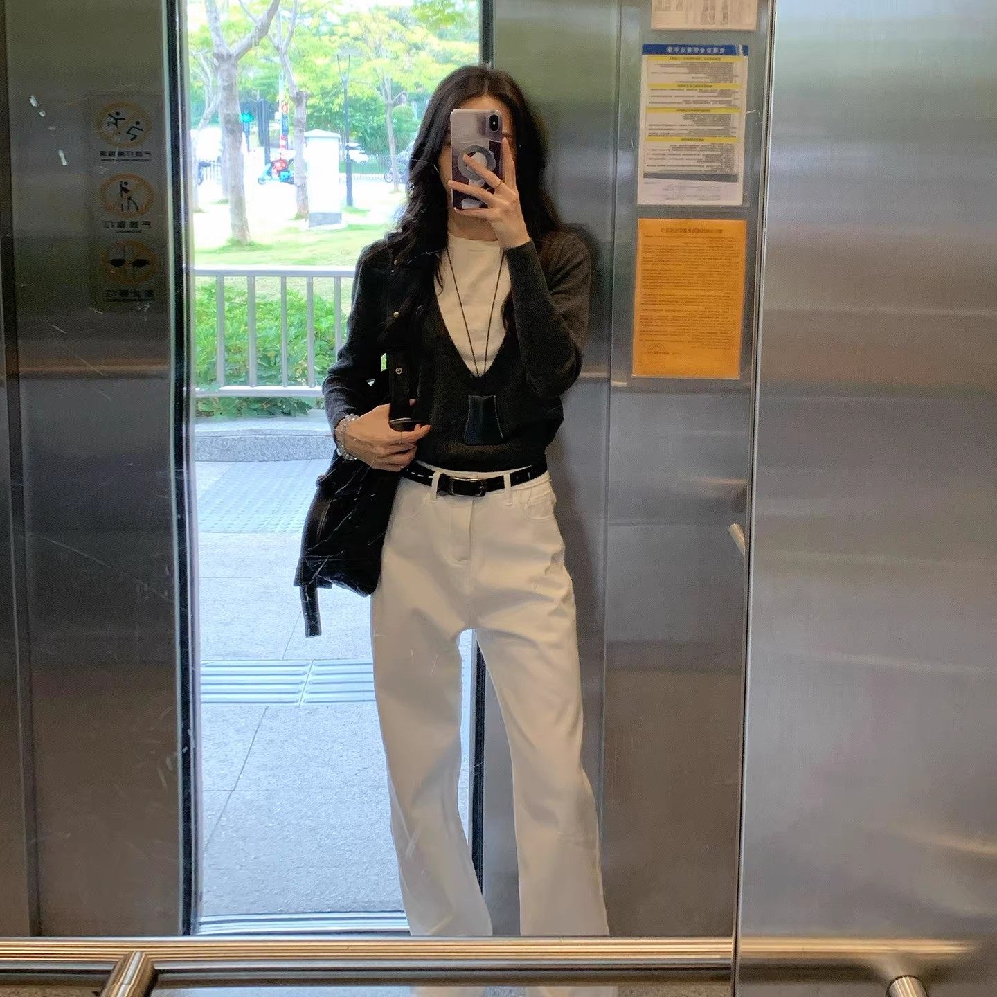 老钱风高级感白色直筒牛仔裤女2026新款高腰显瘦百搭窄版阔腿裤子