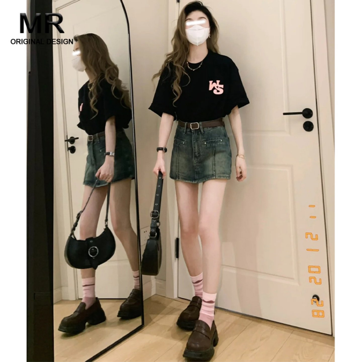 美式复古高腰设计感牛仔短裤裙女夏季2025新款显瘦防走光辣妹热裤