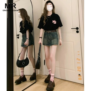 美式复古高腰设计感牛仔短裤裙女夏季2026新款显瘦防走光辣妹热裤