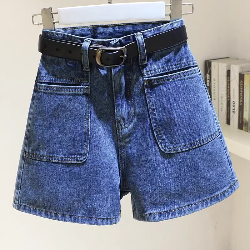 高腰牛仔短裤女2025年夏季新款设计感韩版宽松显瘦a字阔腿热裤潮