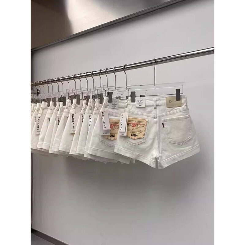 欧货牛仔裤女2026夏季薄款阔腿短裤弹力高腰显瘦白色开叉A字热裤