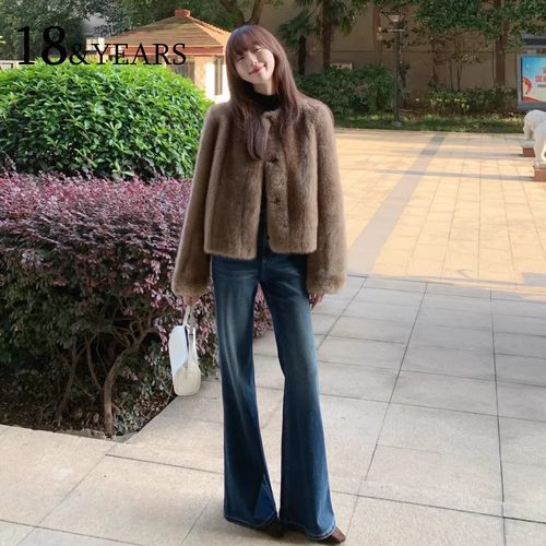 加绒加厚微喇牛仔裤女秋冬2025年新款高腰显瘦不贴腿小个子喇叭裤