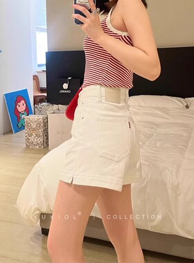 2026夏季新款韩版牛仔短裤女弹力高腰白色薄款显瘦开叉A字热裤子