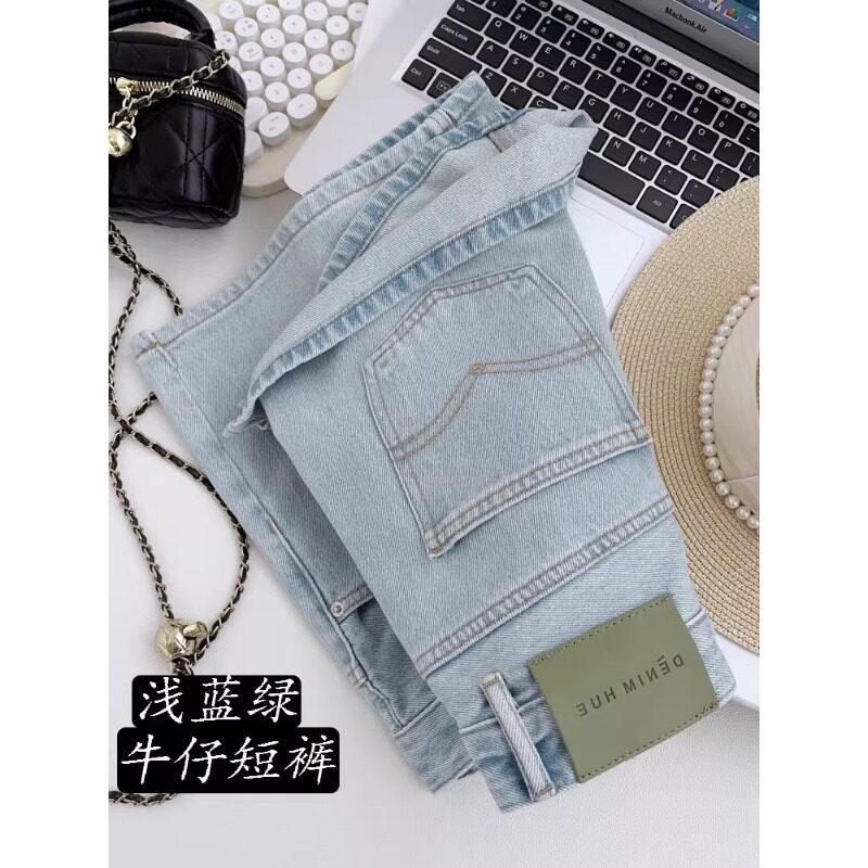好看浅蓝绿！夏季薄款高腰牛仔短裤女无弹巨有型百搭显瘦显白热裤