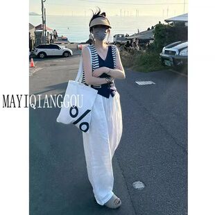 175高个子加长白色棉麻高腰阔腿裤女夏直筒松弛感亚麻休闲拖地裤