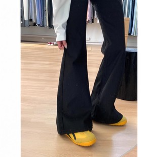 胖mm显瘦小个子喇叭裤 大码 子女秋2025新款 黑色高腰弹力微喇牛仔裤