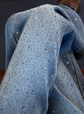 带钻牛仔裤女2026新款直筒裤满天星烫钻爆闪裤亮闪闪的裤子阔腿裤