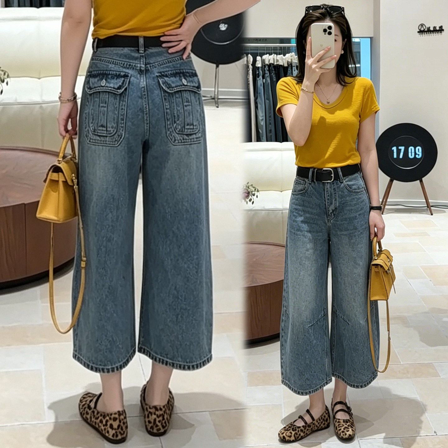 八分阔腿牛仔裤女夏季薄款2026新款巨好看的高腰宽松显瘦弯刀裤子