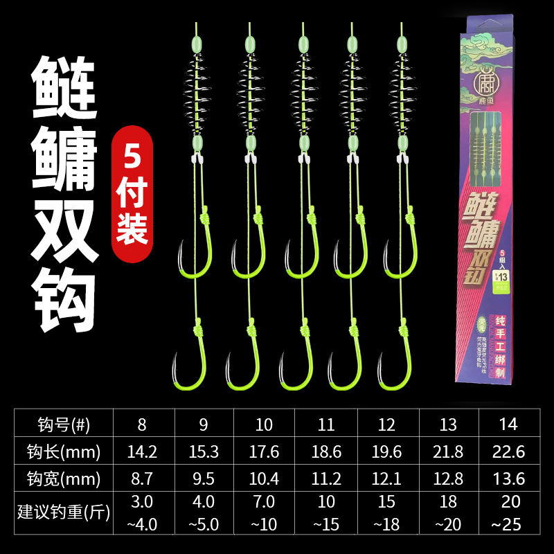 鹿鱼手竿鲢鳙钓组专用鱼钩弹簧对钩饵笼水怪钓笼鬼牙子线双钩成品