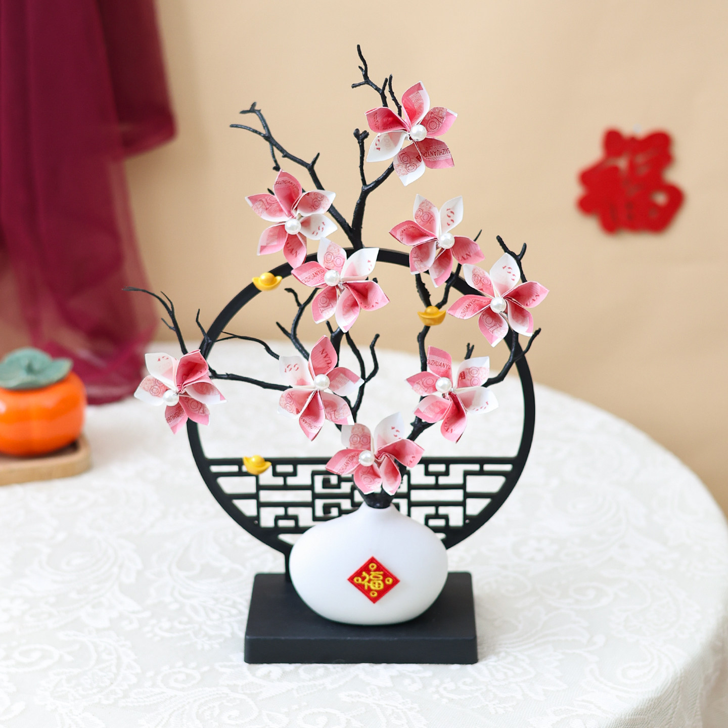 手工有钱花发财树古风花瓶DIY材料包生日礼物小屏风桌面装饰摆件,鲜花速递/花卉仿真/绿植园艺,花艺包装盒,淘宝优惠券,粉丝福利购,淘宝优惠卷