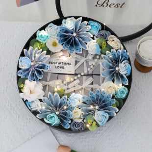 高级老公男友生日情人节礼物diy包装 香茶烟礼盒仿真花玫瑰有钱花