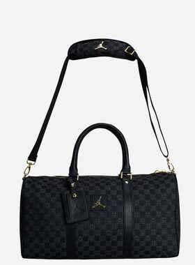 Jordan 棋盘格徽标提花图案耐用纺织可调节手提单肩斜挎属LOGO