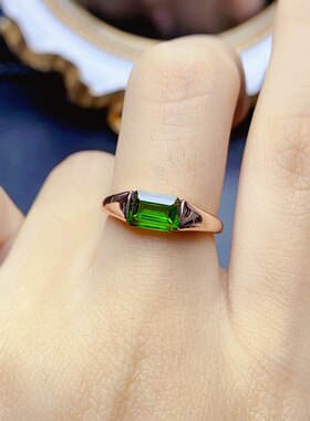 透辉石戒指，颜色超好，S925银精工镶嵌，美呆了，主石5*7mm