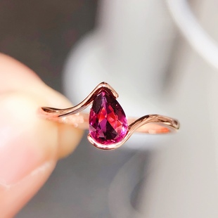 【中国地质大学】卢比来碧玺戒指 s925纯银镶嵌工艺520礼物情人节