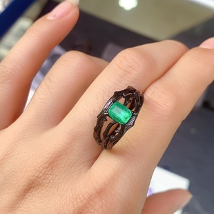 【中国地质大学】天然祖母绿戒指 哥伦比亚祖母绿精品奶奶绿 主石