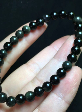 黑曜石手串，6m m一10mm，补水功效水晶