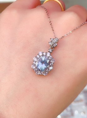 海蓝宝吊坠，主石8X10mm520礼物补水水属性宝石