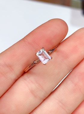 爆款切工，天然月光戒指，磨砂质感，主石尺寸4X6mm520礼物