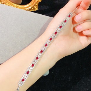 【中国地质大学】天然红宝石手链。晶体通透