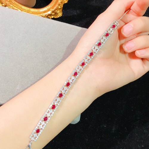 【中国地质大学】天然红宝石手链。晶体通透