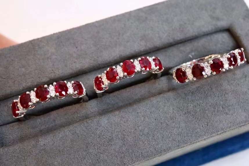 爆款缅甸新烧红宝石戒指 精品红宝石 主石3x4mm 925银精工镶嵌母