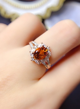 巴西黄水晶戒指 主石尺寸6X8mm520礼物情人节礼物土属性礼物圣诞