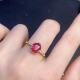 晶体全净火彩爆闪S925银6 天然红宝石戒指 8mm 地大珠宝