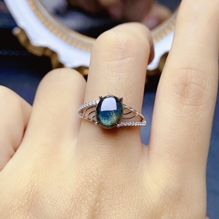 太赞了 9mm质感满满 S925银镶嵌 尺寸7 星光蓝宝石戒指