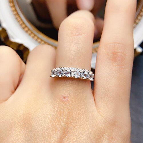 海蓝宝戒指 S925银精工镶嵌，美呆了，主石3*3mm