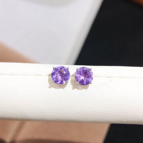 【地大珠宝】紫水晶耳钉  s925纯银镶嵌