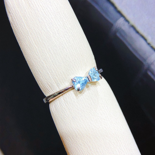 纯天然托帕石戒指，全净体品质火彩超赞4*4mm925银精工镶嵌520礼