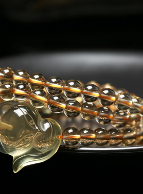 招财转运天然黄水晶狐狸手链女男