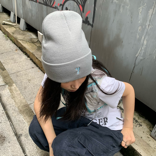BEAMLIFE24A/W秋冬原创彩虹刺绣数字7冷帽男女针织帽子保暖毛线帽