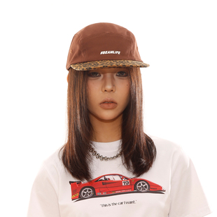 BEAMLIFE25SS原创嘻哈街头豹纹拼接滑板五片帽子男女平檐棒球帽潮