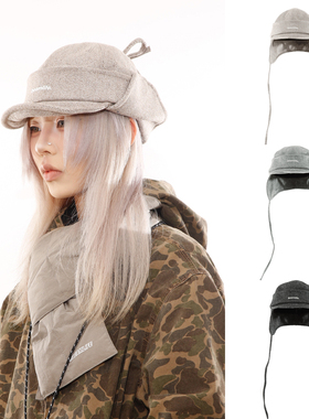 BEAMLIFE25AW秋冬原创毛呢日系复古防风绳子雷锋护耳飞行帽子男女